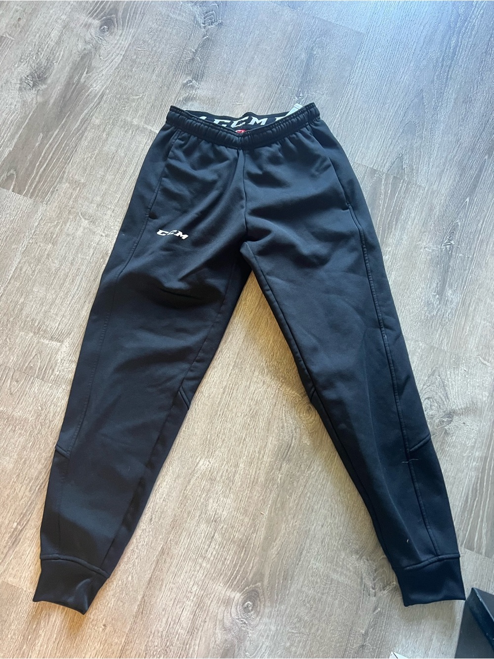 CCM Black Jogger Pants with White Drawstring